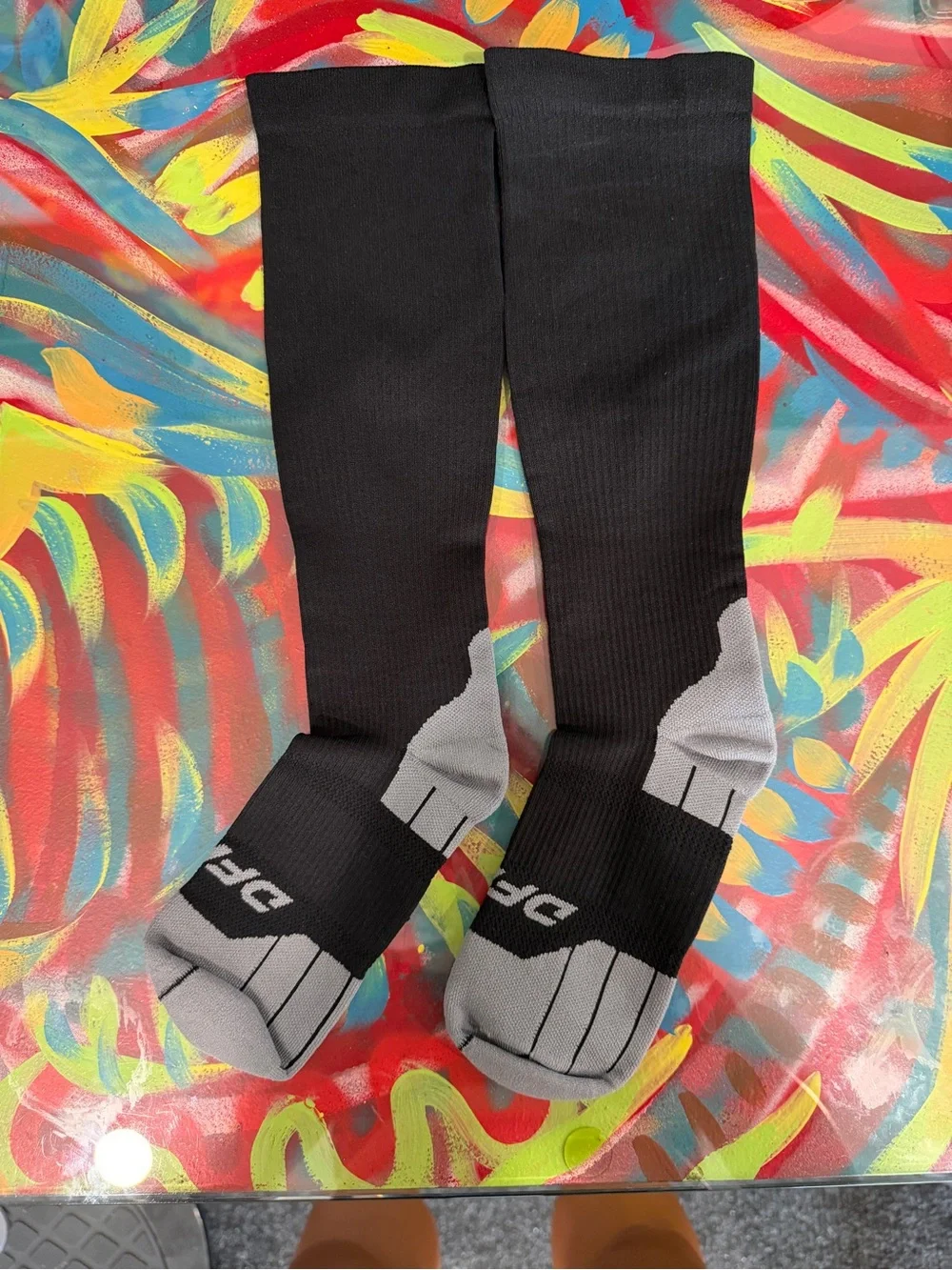 DFND Hybrid AX/RX Black Compression Athletic Socks with Gray Heel & Toe- 2 pairs